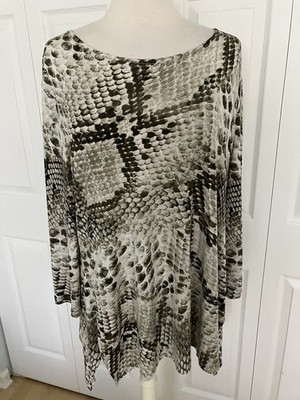 Clara Sun Woo Tunic Top Leopard Print 3/4 Sleeves Size 1X