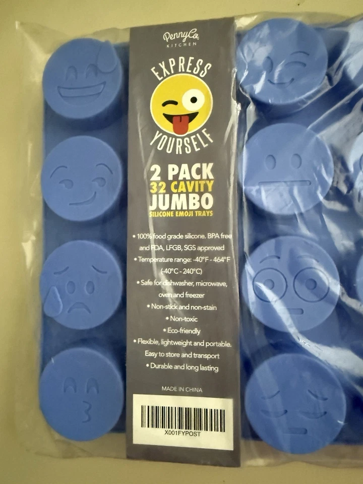 Moldes emoji de silicona tamaño jumbo - Juego de 2 cavidades de 32 por PennyCo Kitchen Foto 4 de 4