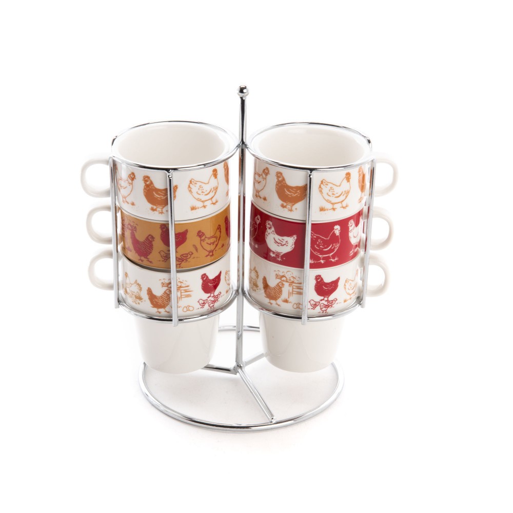 Coffret tasses expresso de créateur Maggie, porcelaine blanche chic