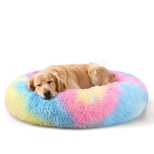 Dog Beds Large Sized and Cats, 32in Pet 32.0"L x 32.0"W x 8.0"Th, Rainbow