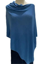 Top It Off Elsa 100% Bamboo Poncho Blue NWT One Size Boho Festival Classic