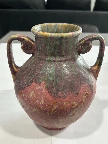 ANTIQUE USA ROSEVILLE CARNELIAN II ART DECO  POTTERY FLOWER VASE No Reserve!