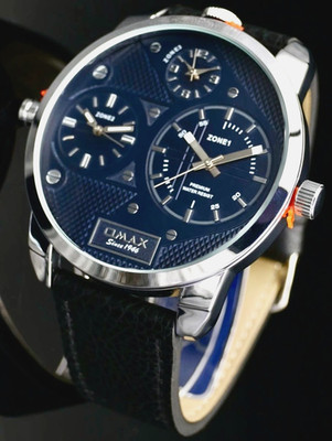 XXL Omax Monster Watch Herren Armband Uhr Dual Triple Timer Schwarz Blau 58mm