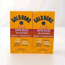 2x Gold Bond Medicated Rapid Relief Anti-Itch Cream 1 oz Ea. Exp-2026