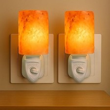 Pack of 2 Plug In Crystal Night Salt lamp Cylinder Shape, On/Off Switch UK Stock