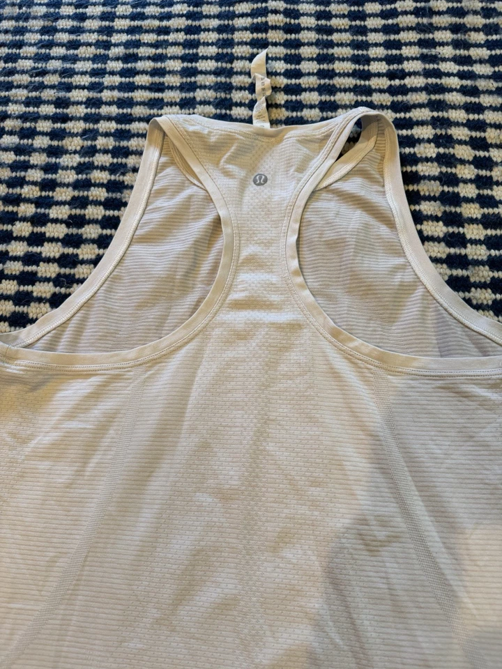 Lululemon White Racerback Tank Top Size 10 Lightweight Breathable Workout Shirt - Image 3 of 4