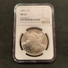 1880-S U.S. MORGAN SILVER DOLLAR - MS 62 - NGC GRADED!