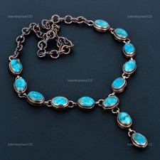 Halloween Deal Natural Tibetan Turquoise Copper Electroformed New Chain Necklace