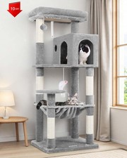 NEW,Cat Tree Tower with Scratching Post for Indoor Cats, 53inch Light Gray  