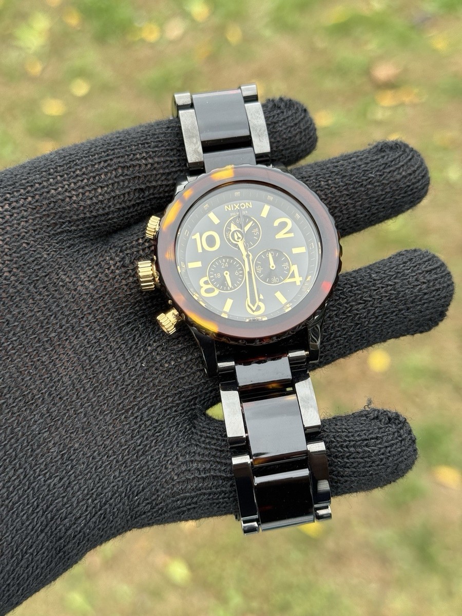 時計 NIXON THE 42-20 CHRONO ALL BLACKS SNRISE Nixon 42 20 Chrono (All Black/Tortoise) at Switch Skateboarding