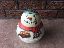 Bristol Ware Roll-Poly Snowman Tin VTG 1981