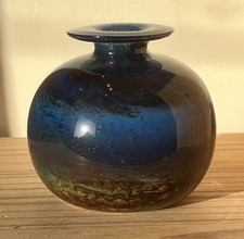 Isle of Wight Vintage Glass Azurene Vase Michael Harris Stunning Colour