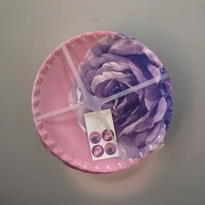 Jolie Fleur Roses 9” Plates Melamine Pink/Purple Thick Scallop Edge  4pc Set