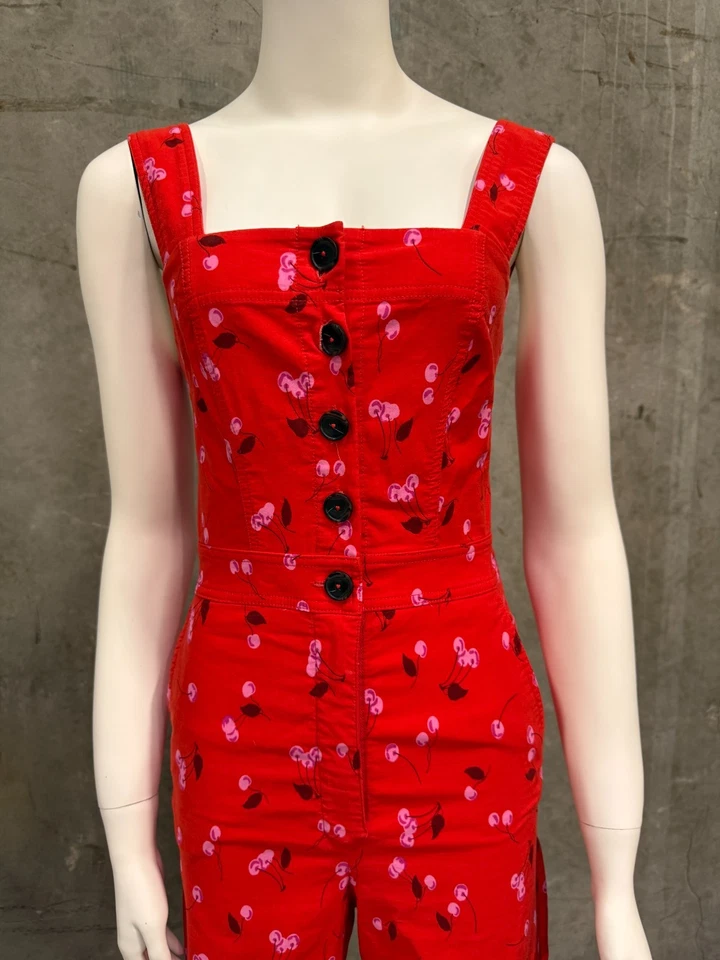 Anthropologie Maeve The Colette Red Cherry Print Jumpsuit Size 2 - Image 2 of 4