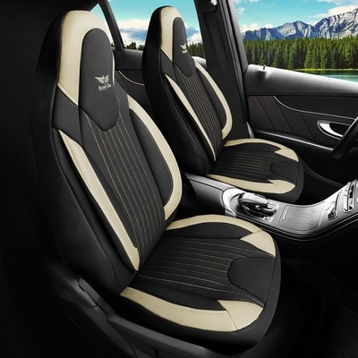 Autositzbezüge Schonbezüge passend für Honda Jazz (Schwarz-Beige) 718L15