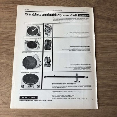 GRAM182 MAGAZIN WERBUNG 11X8 MATCH GARRARD MIT SHURE