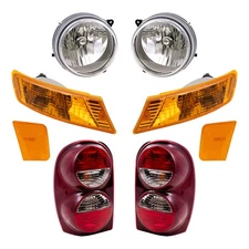 8 Pc Set Headlights Tail Lights w/ Park Signal & Side Markers for 05-07 Liberty
