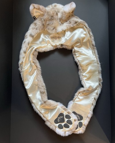 SpiritHoods Siberian Snow Leopard Hooded Scarf 2014 Faux Fur Paw Pockets Unworn