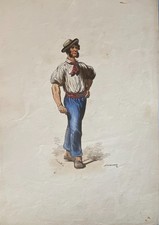 Lithografie Farbige Handbemalt Xixéme Jahrhundert Der Travailleiur