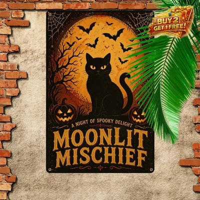 Vintage Black Cat Cafe Metal Sign Retro Restaurant Bar Wall Decor 8x12