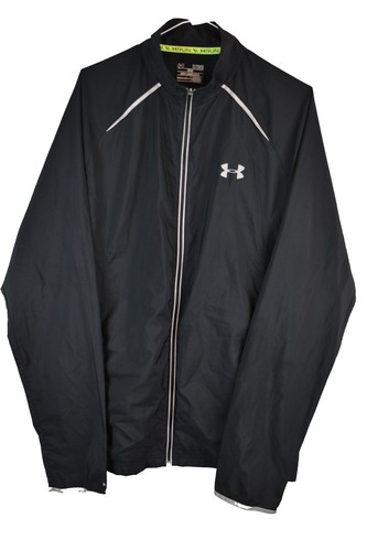 Under Armour Run Mens Black Windbreaker Running Jacket Size XL Fitted Gym