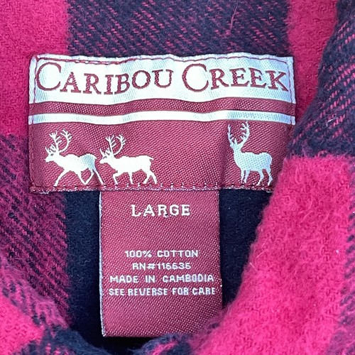 Caribou Creek Mens Large Flannel Shirt Buffalo Plaid Red Black Long Sleeve Soft - Picture 6 of 11