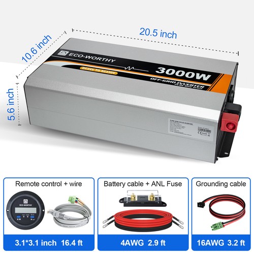 600W 1000W 2000W 3000W Watt 12V 24V Pure Sine Wave Inverter for Solar Panel Kit - Picture 43 of 47