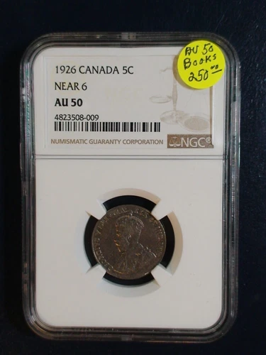 1926 Canada Nickel NGC AU50 NEAR 6 BETTER DATE 5C Coin PRICED TO SELL RIGHT NOW!