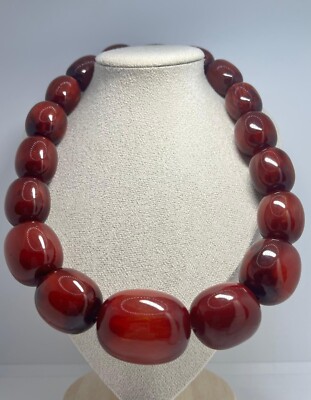 Vintage Cherry Amber Kette Bakelit XXXL 200g Rarität Sammlerperlen Faturan