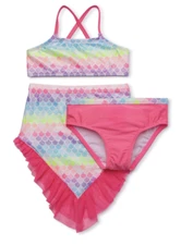 Wonder Nation Mermaid Swimsuit  Baby Girls 3 Pieces Pink Size 12M NWT AB5