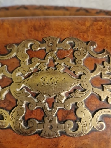 Pearce Maker Antique Burwalnut And Brass Victorian c1860 Glove Box - Picture 4 of 24