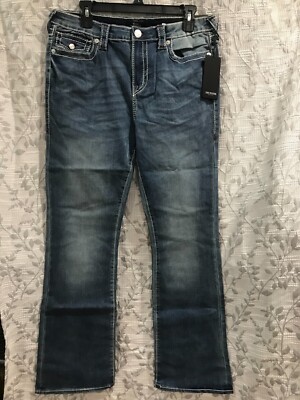 True Religion Plus Bootcut Flap Back Pocket Jeans Womens Size 32 Dusty Wash $199