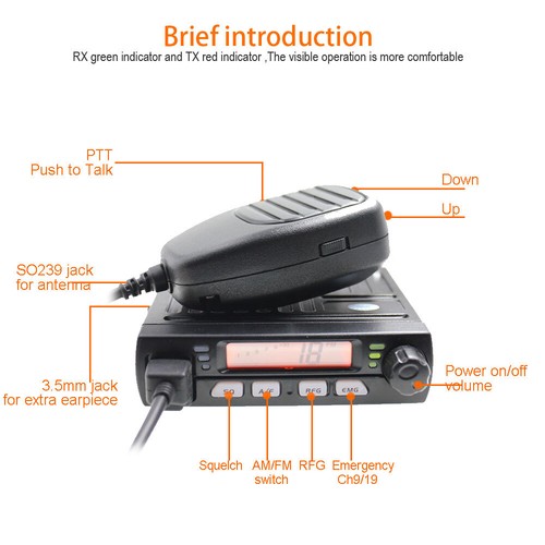Anysecu City Band Radio CB-40M 8W AM/FM 25.615-30.105MHz Base Mobile Radio - Afbeelding 3 van 10