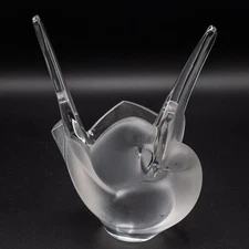 Lalique France Crystal Sylvie Vase Dove Bird 8 1/4" - FREE USA SHIPPING