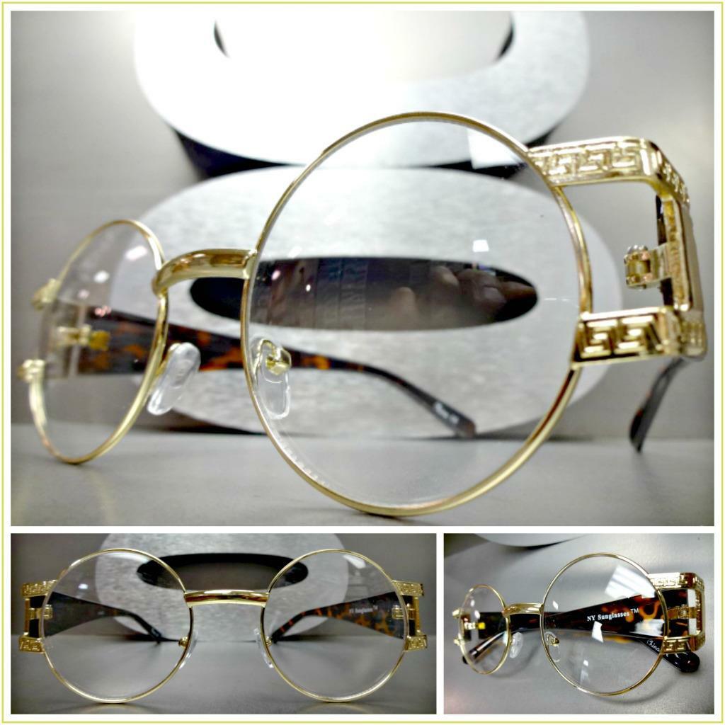 Lenskart Gold Frame Glasses Round Lens Glasses Hip Hop Gold