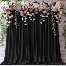 10x10ft Black Backdrop Curtains for Parties Wedding Baby Shower Curtain Backd...