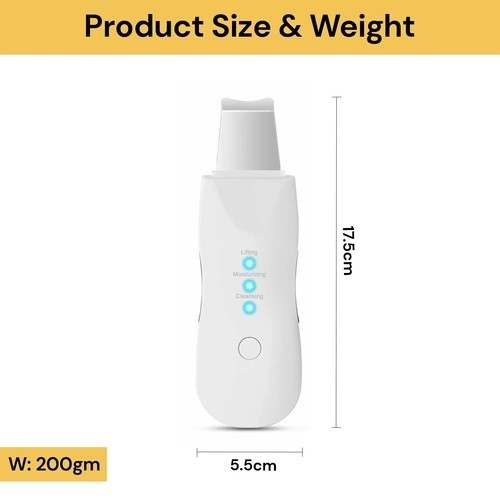 Ultrasonic Facial Skin Scrubber Face Spatula Rechargeable Skin Blackhead Remover - Picture 14 of 14