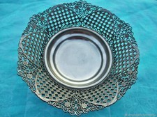 Coupe à fruit ancienne en étain dentelle italie. Vintage dish fruit vase Dentell