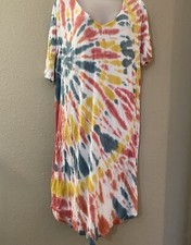 Torrid Super Soft Knits V-Neck Multicolor Tie Dye Short Sleeve Dress Sz 1