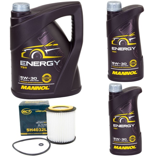 MotoröL Set Mannol Energy 5W-30 Api 7 Liter + ÖLfilter FüR Bmw 1Er 3Er 5Er 7Er-image