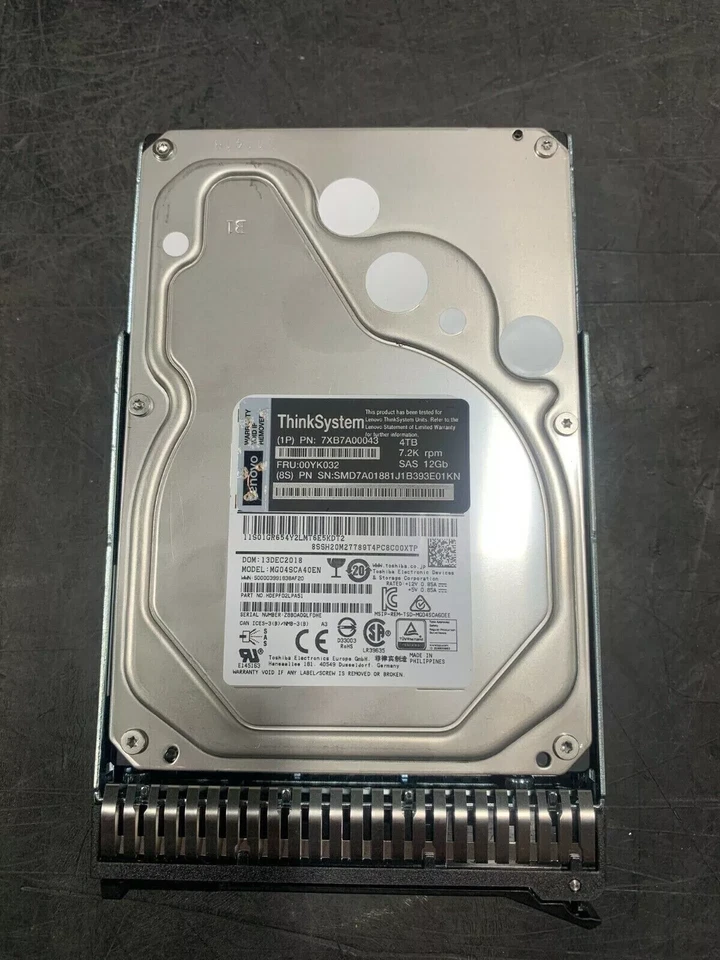 00YK032 For Lenovo 7XB7A00043 ThinkSystem 3.5"4TB 7.2K SAS12Gb Hot Swap 512n HDD - Image 3 of 3