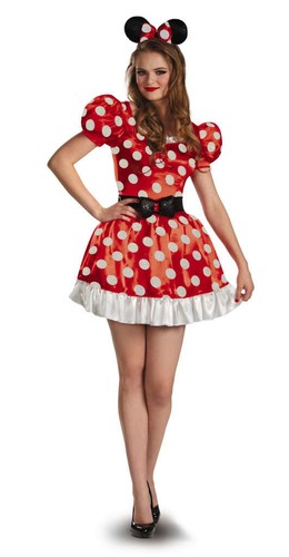 Para Mujer Adulto Disney Minnie Mouse Rojo \u0026 Blanco A Lunares Vestido Traje  | eBay
