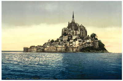 Decoration Poster.Mont Saint Michel from vintage postcard.Home wall decor.538i
