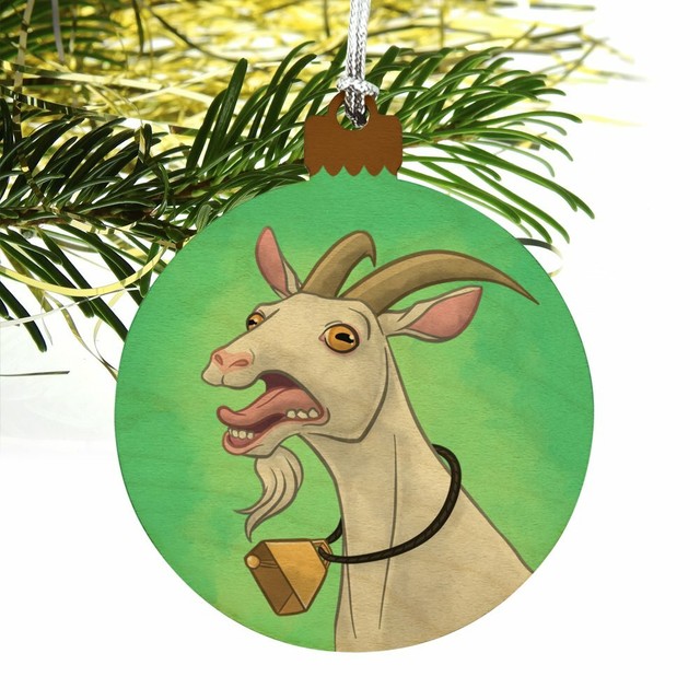 Screaming Goat Wood Christmas Tree Holiday Ornament eBay