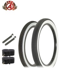 SCHWINN STYLE WHITEWALL 16 X 1.75 S2 & 20 X2.125 S2 WIDE SLICK TIRE 6PC BUNDLE;)