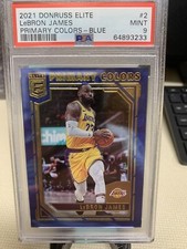 2021 donruss elite lebron james primary colors blue 75/99 psa 9 pop 1 no higher