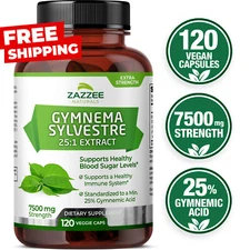 Zazzee Gymnema Sylvestre 25:1 Extract, 7500 mg Strength, 25% Gymnemic Acid