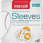 Maxell 190135 Cd/Dvd White Paper Sleeves with Clear Window, 50 Pack