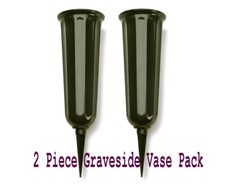2pc - 10 inch Plastic Cemetery Vase with Non-Detachable Ground Spike - US SHIP