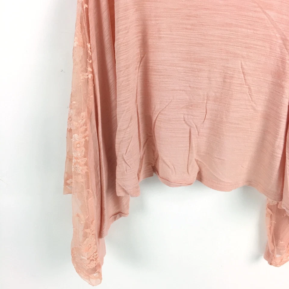 Camiseta sin mangas BEBE para mujer pequeña de encaje melocotón espalda cuello redondo fluido elástico Foto 4 de 4